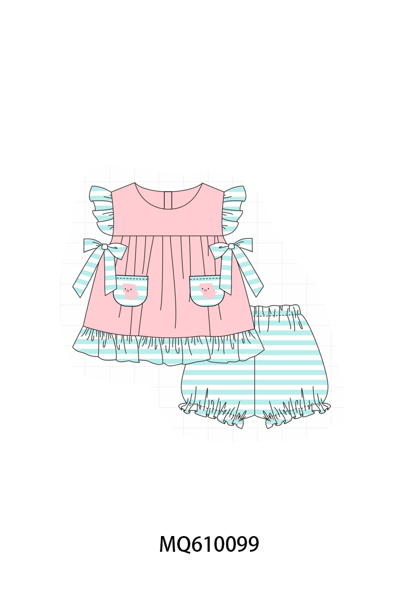 PO109 Pink piggy embroidery stripe collection -closing 11/2- ETA May