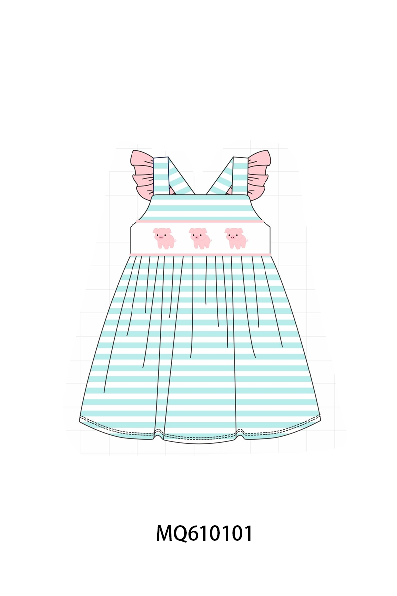 PO109 Pink piggy embroidery stripe collection -closing 11/2- ETA May