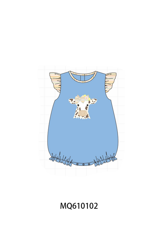 PO109 Blue cow applique stripe collection -closing 11/2- ETA May