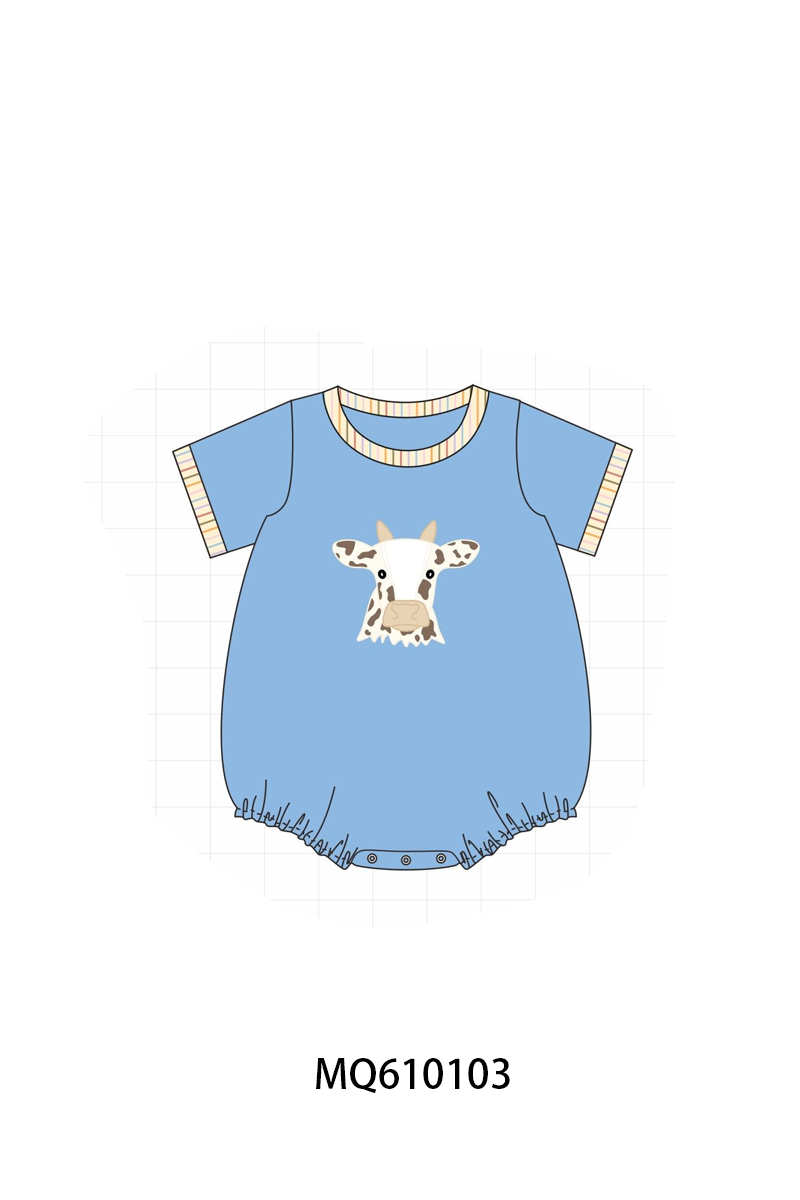 PO109 Blue cow applique stripe collection -closing 11/2- ETA May