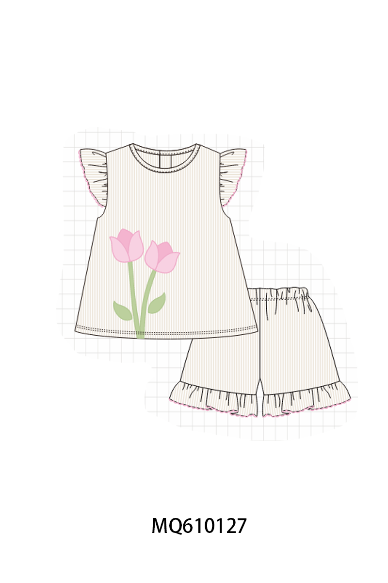 PO109 Latte stripe floral applique colleciton -closing 11/2- ETA May