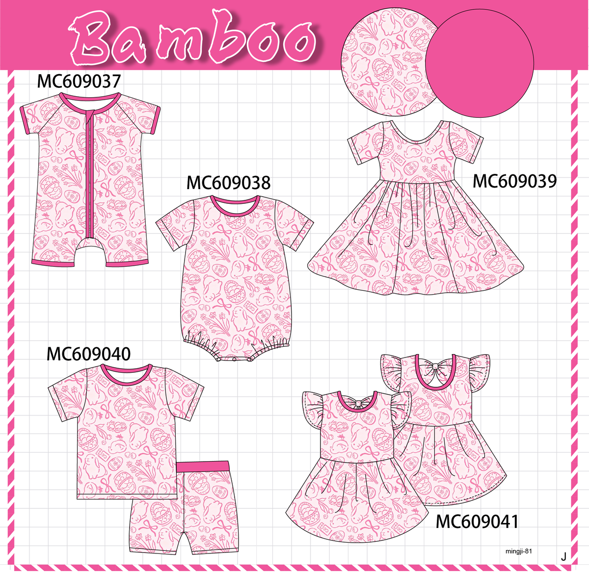 PO104 Magenta easter bunny egg bow bamboo collection - closing 9/14 - ETA February