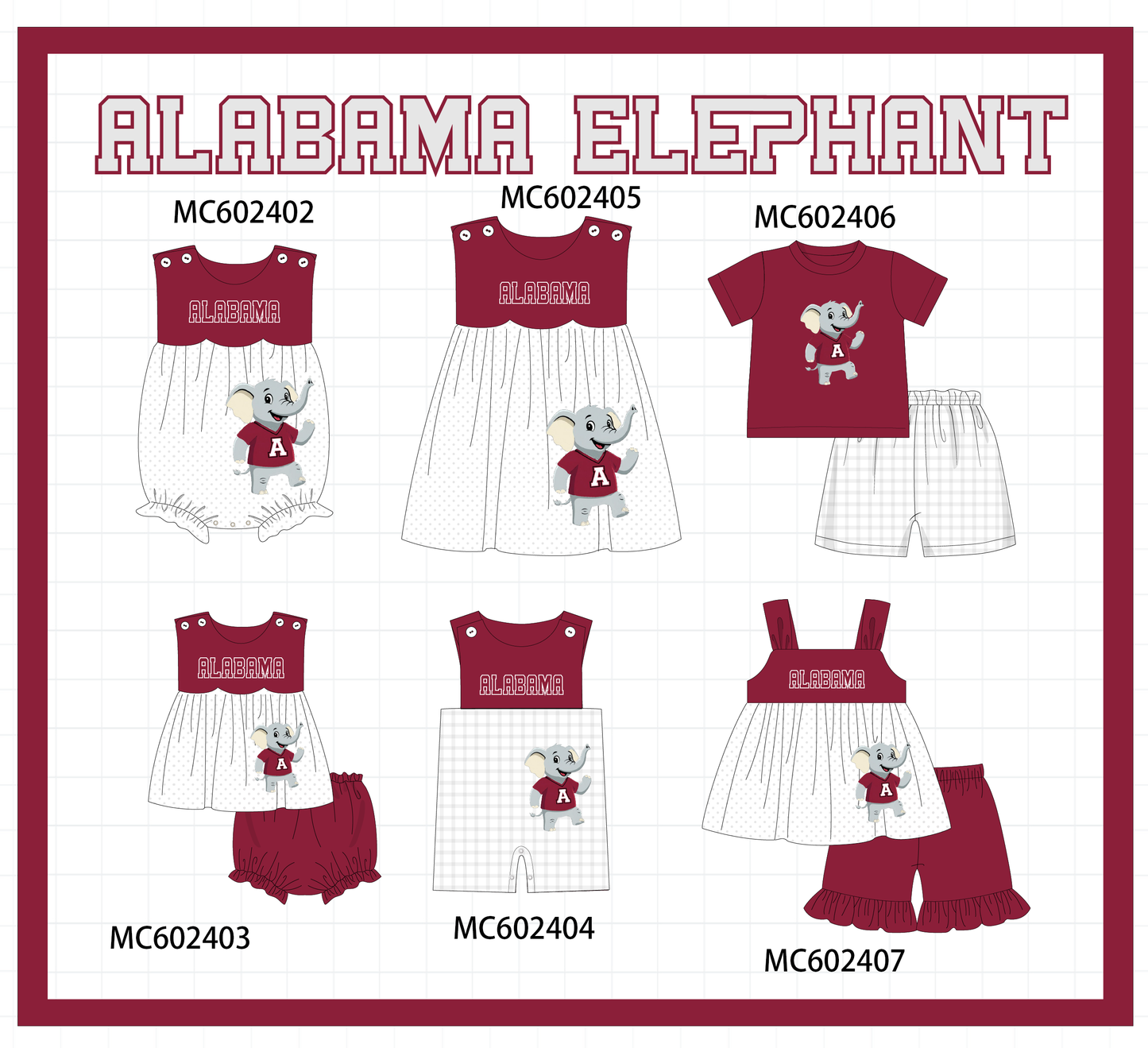 PO82 Maroon Alabama elephant embroidery collection - closing 3/2 - ETA July