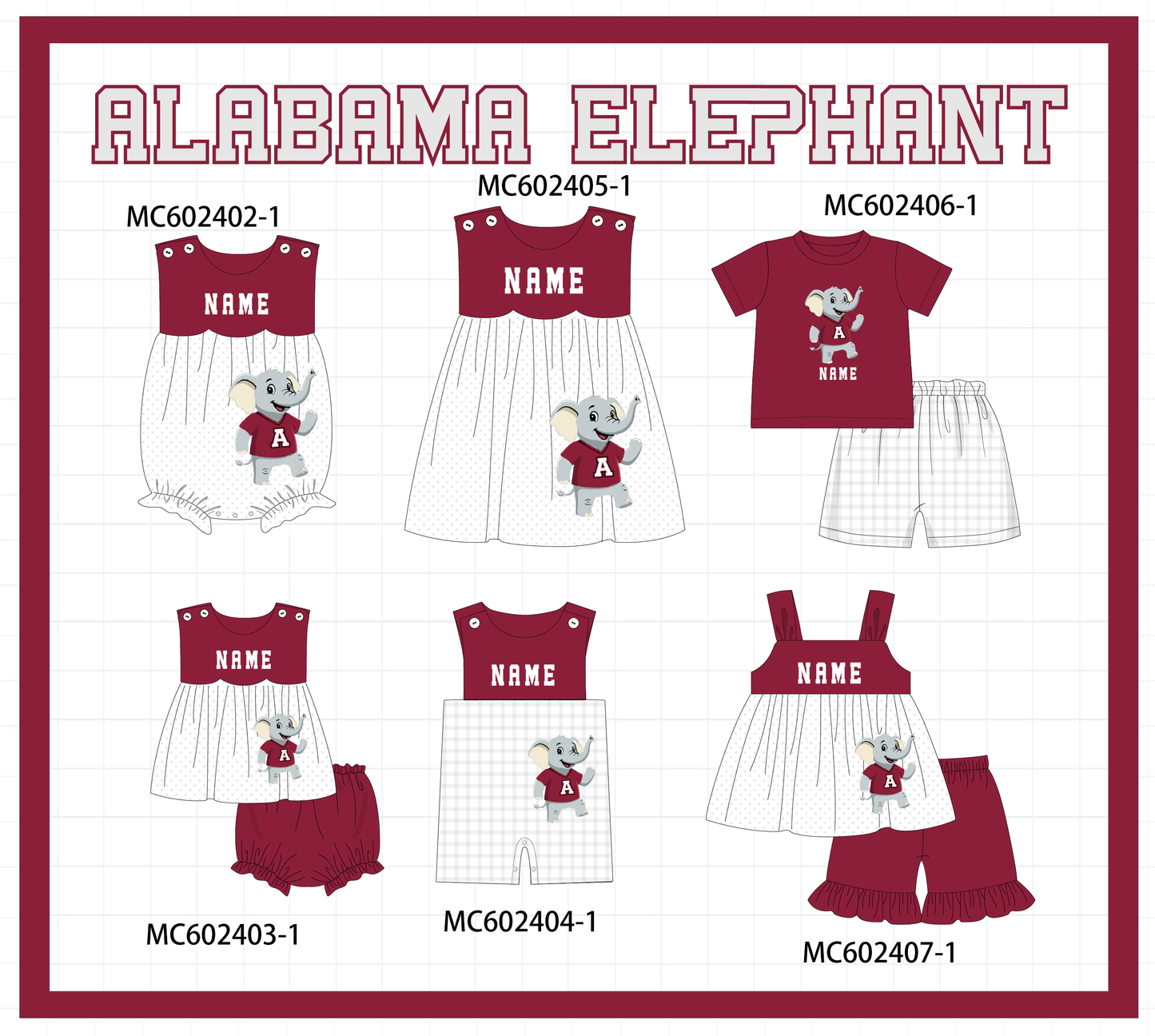 PO82 Maroon Alabama elephant monogram embroidery collection - closing 3/2 - ETA July