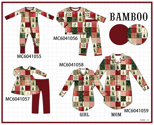PO90 Maroon christmas tree checkered bamboo collection - closing 5/11 - ETA early October
