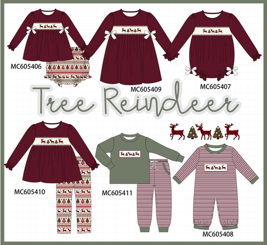 PO93 Maroon tree reindeer embroidery collection  - closing 6/8 - ETA November