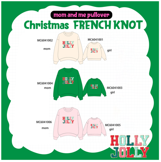 PO90 Multicolored christmas holly jolly french knot mom&me collection - closing 5/11 - ETA early October