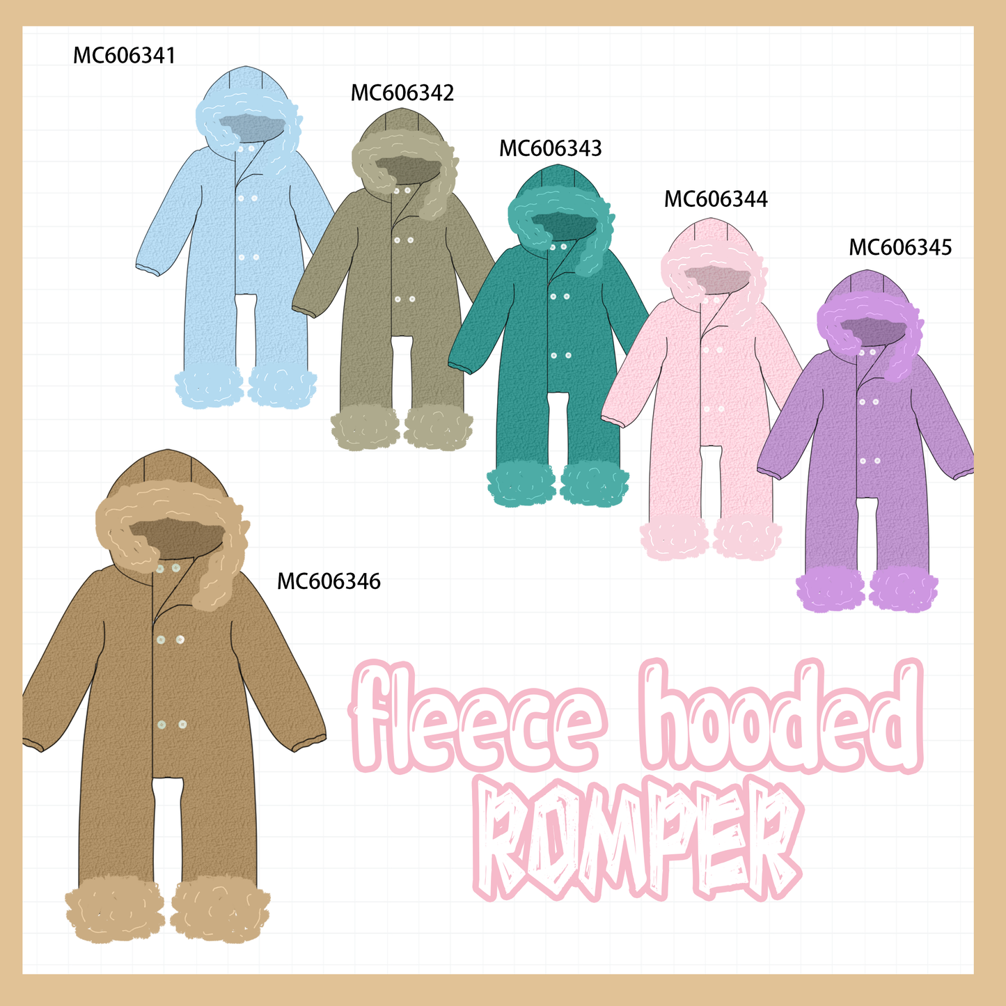 PO95 Multicolored fleece hoodie romper collection