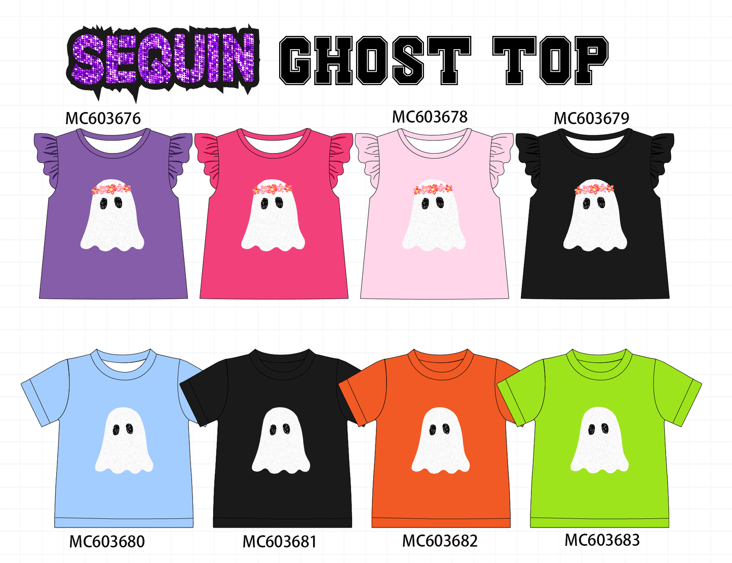 PO85 Multicolored halloween ghost sequin top collection - ETA late august - closing 3/30