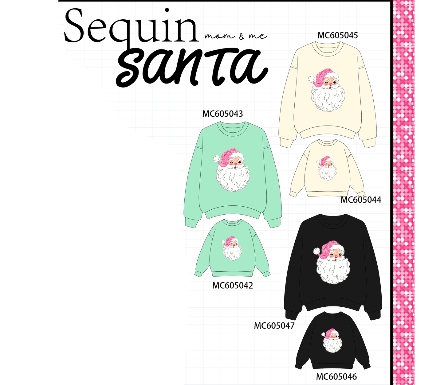 PO92 Multicolored santa claus sequin mom&me collection 2 - closing 5/25 - ETA late October
