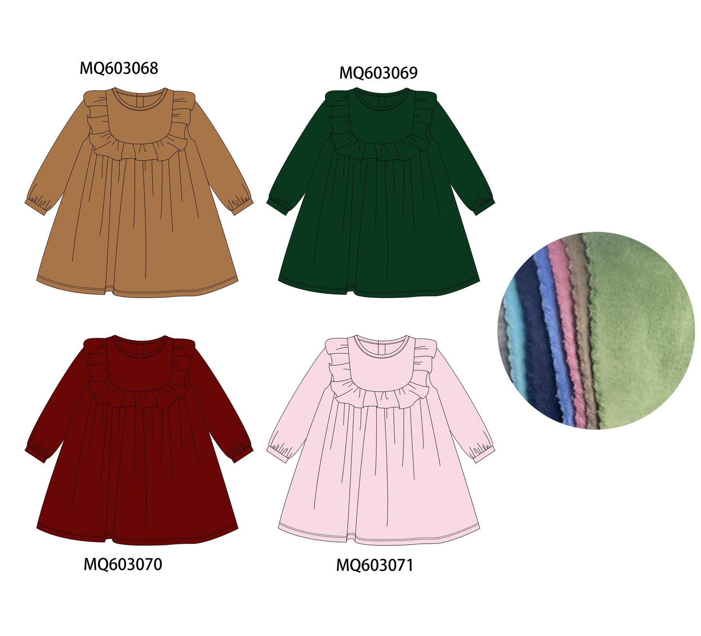 PO84 Multicolored velvet ruffle dress collection 2 - ETA late august - closing 3/23