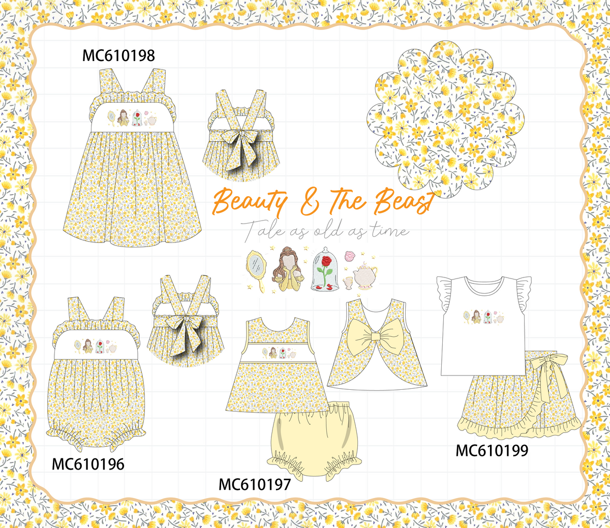 PO108 Mustard floral embroidery ruffle collection - closing 10/26 - ETA march