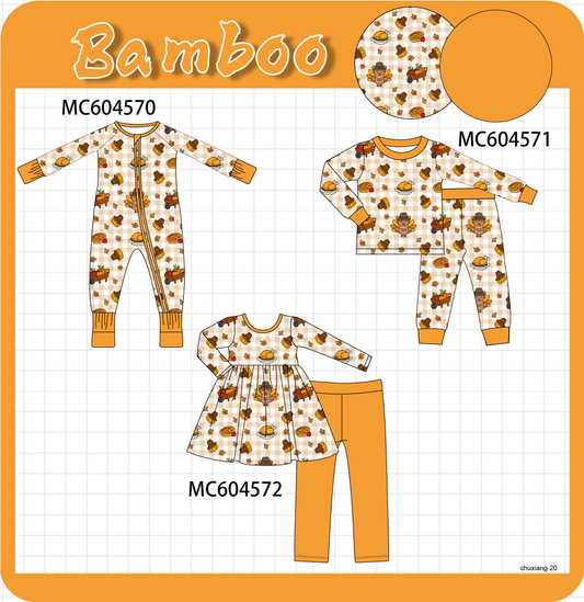 PO88 Mustard thanksgiving turkey bamboo gingham collection - closing 4/27 - eta late September