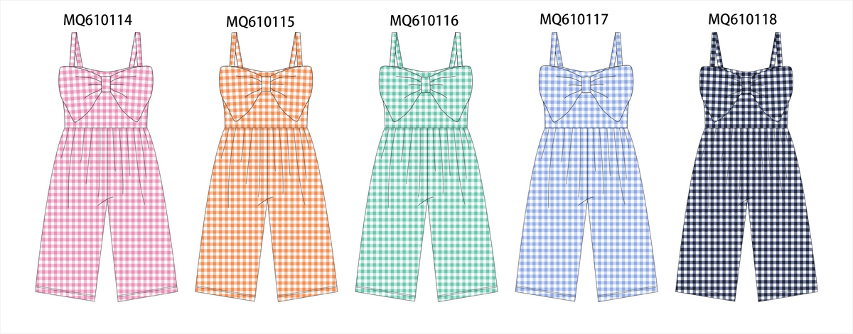 PO109 Muticolored gingham bow jumpsuit collection -closing 11/2- ETA May