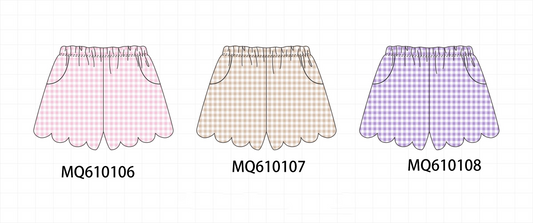 PO109 Muticolored gingham scalloped shorts collection -closing 11/2- ETA May