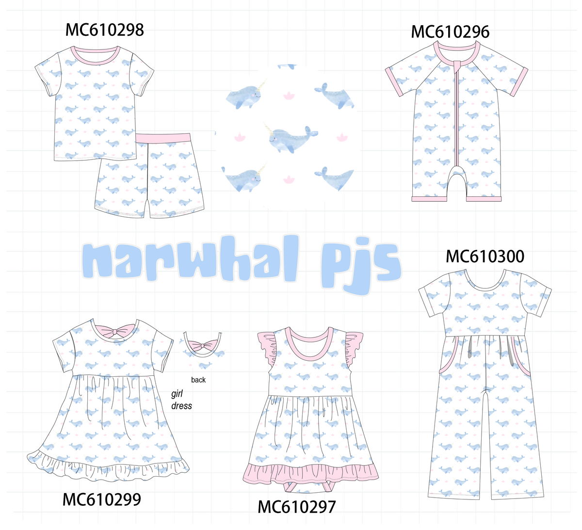 PO108 Narwhale print bamboo collection - closing 10/26 - ETA march