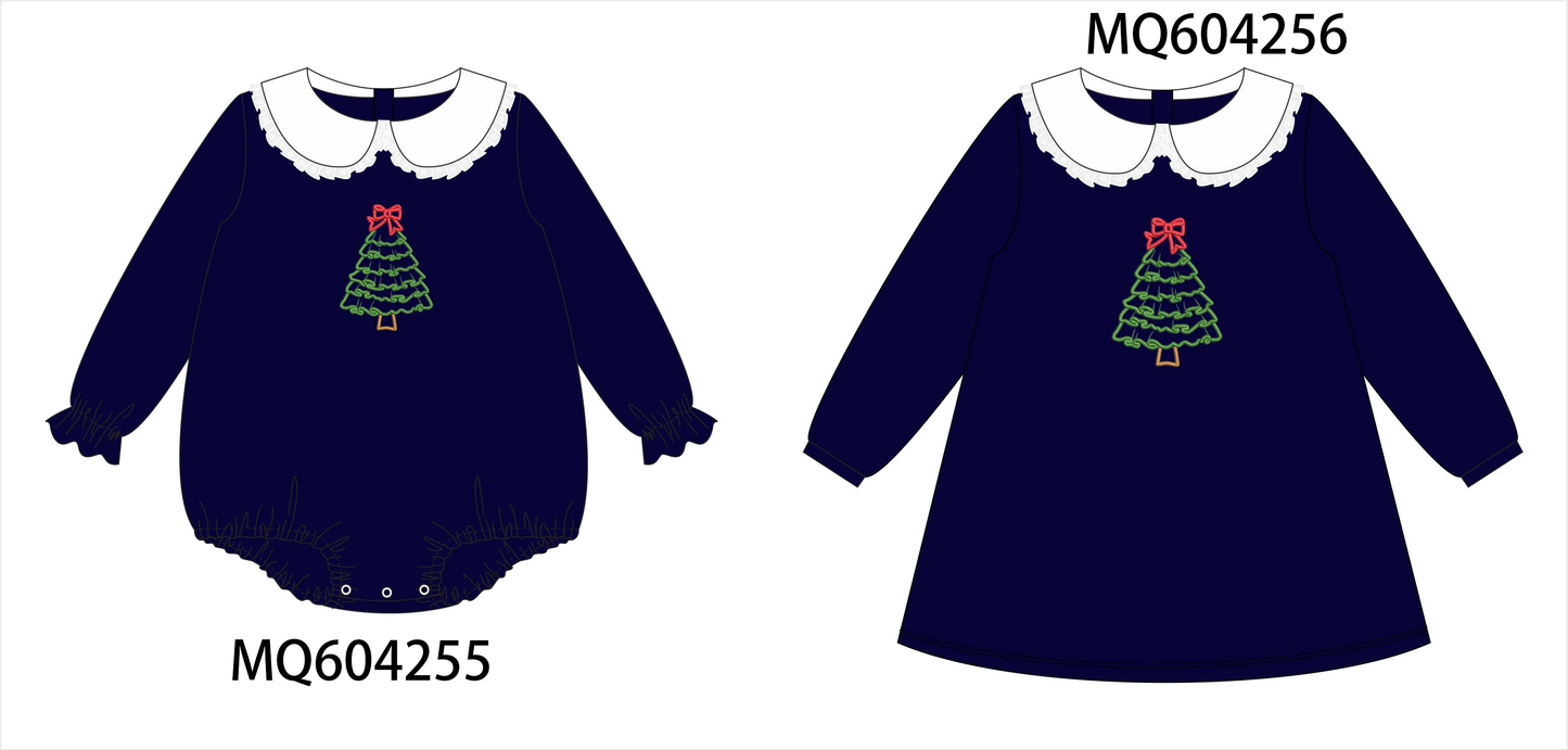 PO89 Navy christmas tree embroidery collection - closing 5/4 - ETA late october
