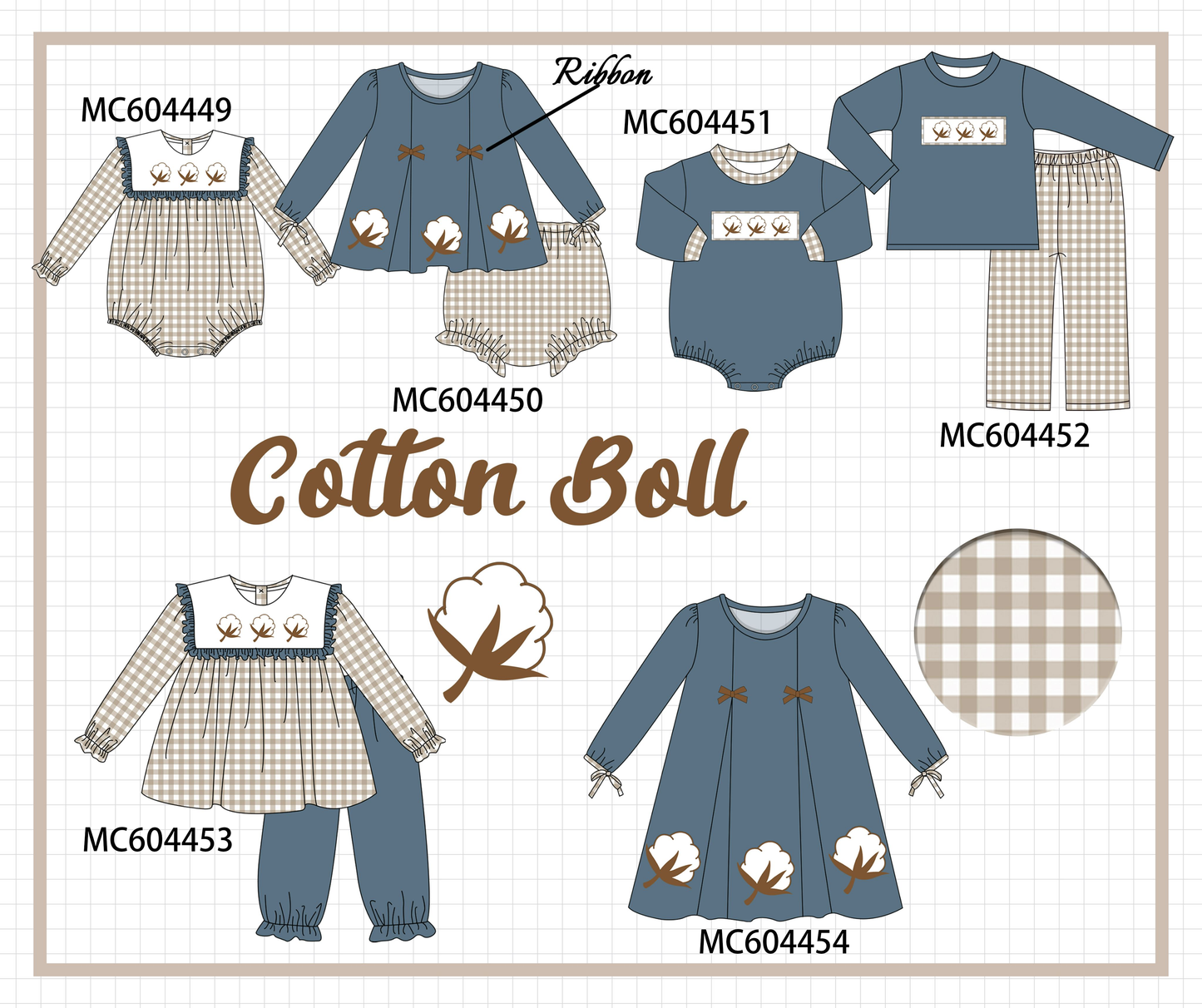 PO88 Navy cotton embroidery gingham ruffle collection - closing 4/27 - eta late September