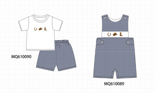 PO109 Navy cowgirl embroidery gingham collection -closing 11/2- ETA May