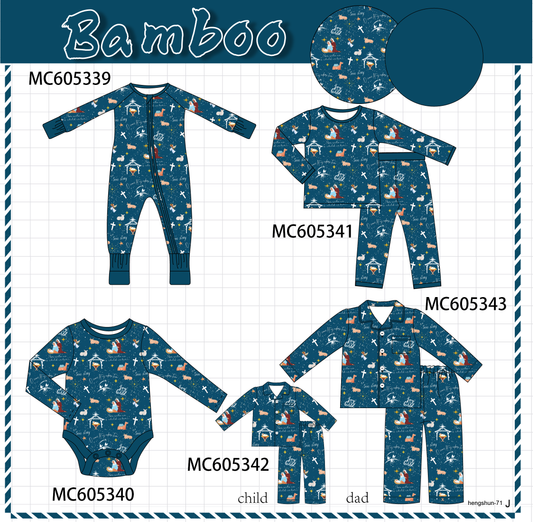 PO92 Navy nativity print bamboo collection - closing 5/25 - ETA late October
