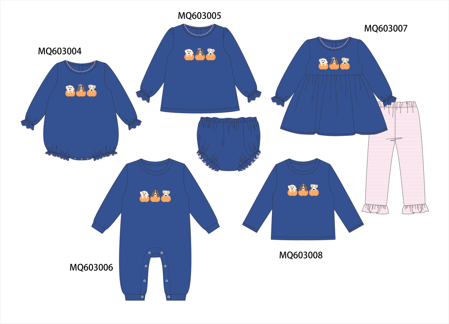 PO84 Navy puppy pumpkin embroidery collection - ETA late august - closing 3/23