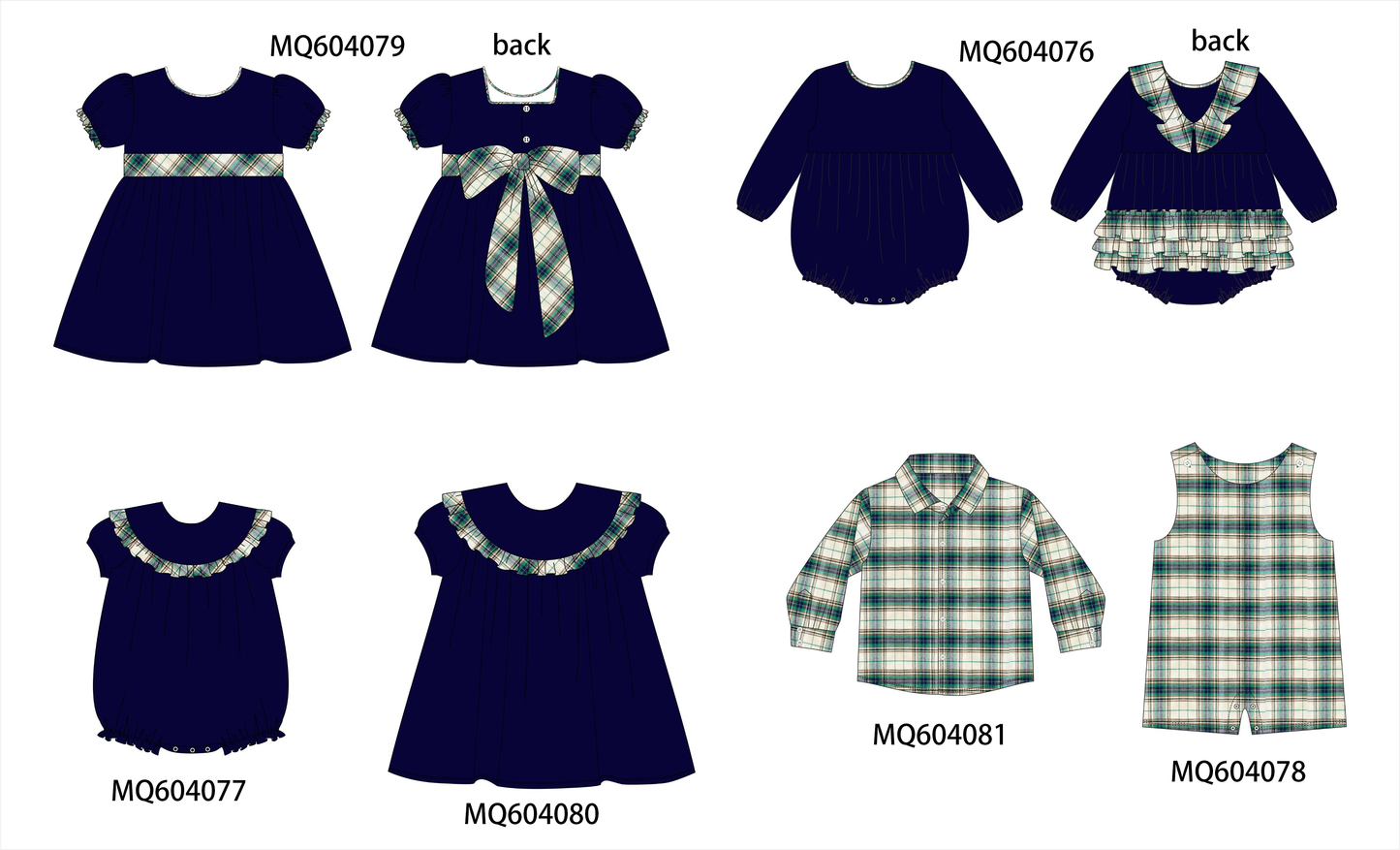 PO87 Navy ruffle plaid collection - closing 4/20 - ETA early October