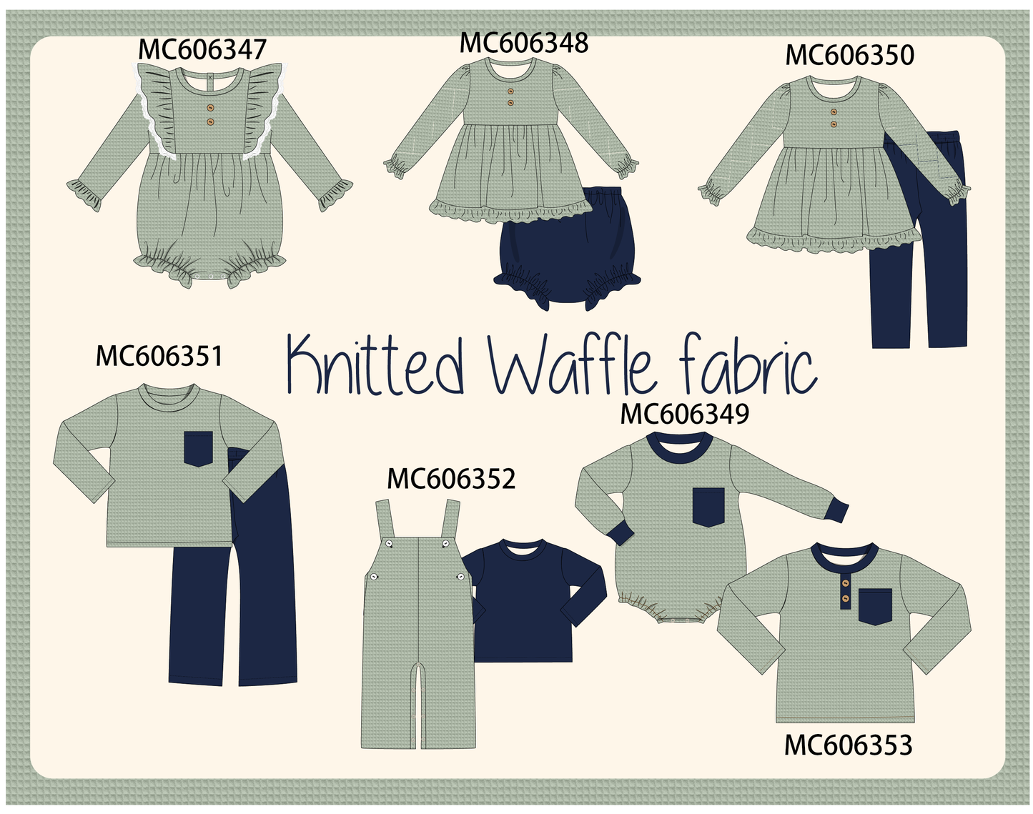 PO95 Navy waffle ruffle collection