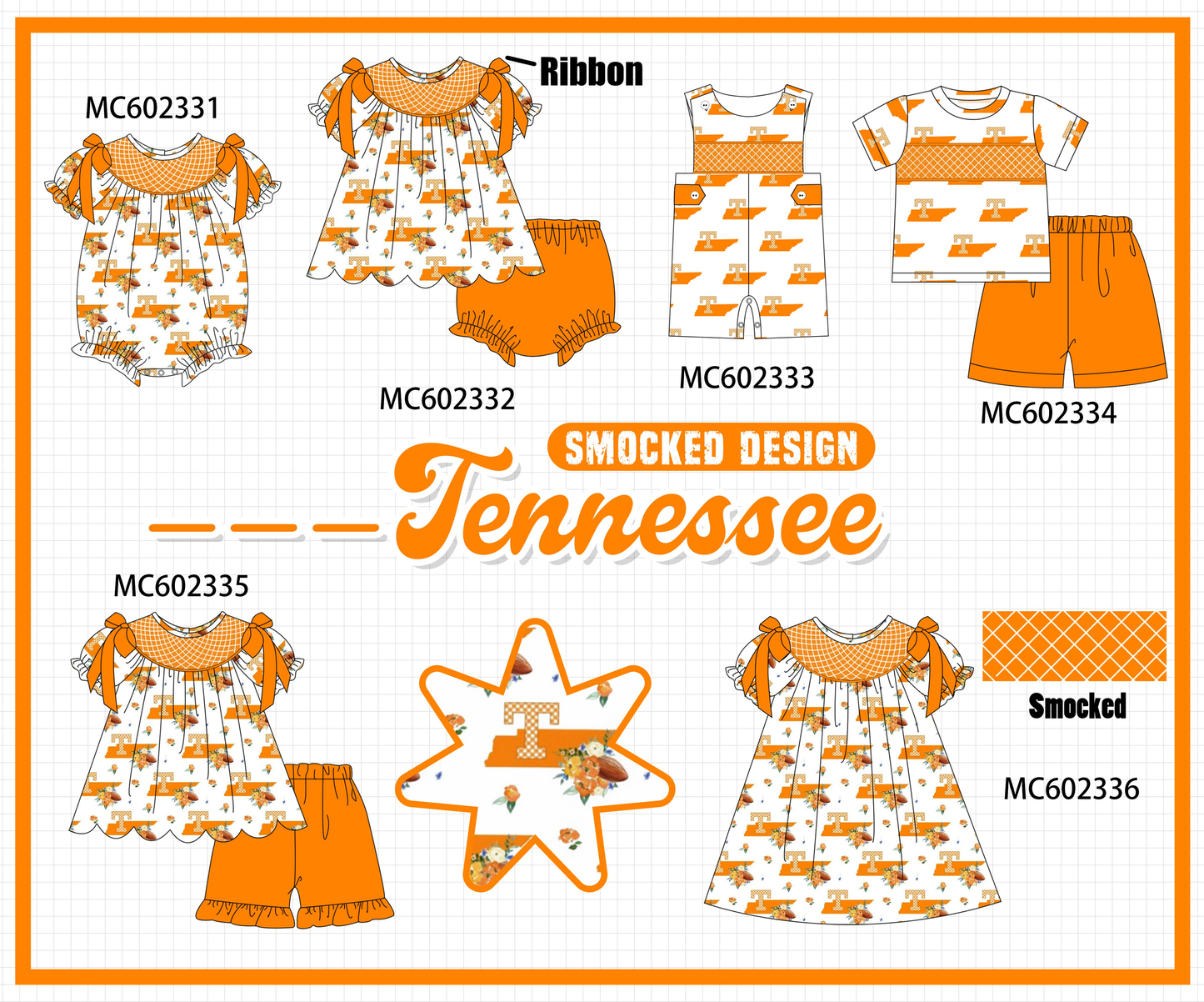 PO82 Orange Tennessee smocked collection - closing 3/2 - ETA July
