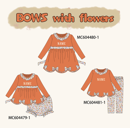 PO88 Orange monogram embroidery floral print ruffle collection - closing 4/27 - eta late September