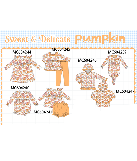 PO86 Orange pumpkin print ruffle collection 1  - closing 4/13 - ETA early September