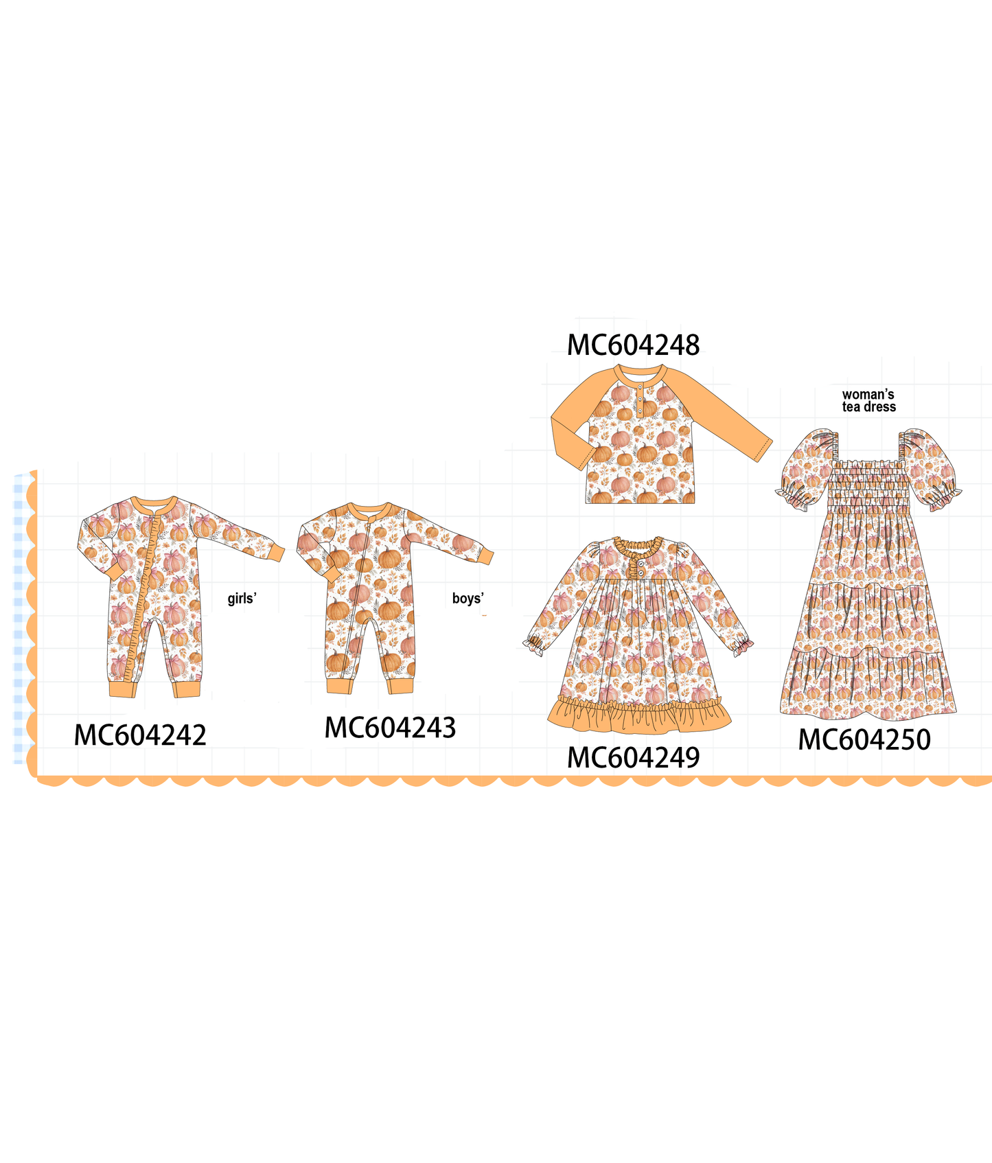 PO86 Orange pumpkin print ruffle collection 2  - closing 4/13 - ETA early September