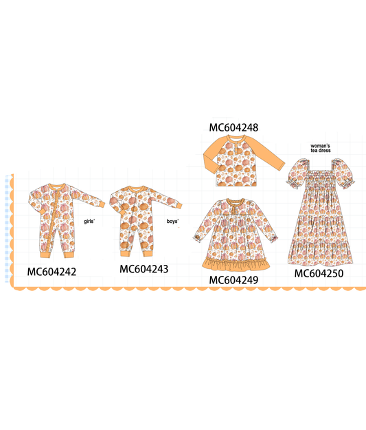 PO86 Orange pumpkin print ruffle collection 2  - closing 4/13 - ETA early September