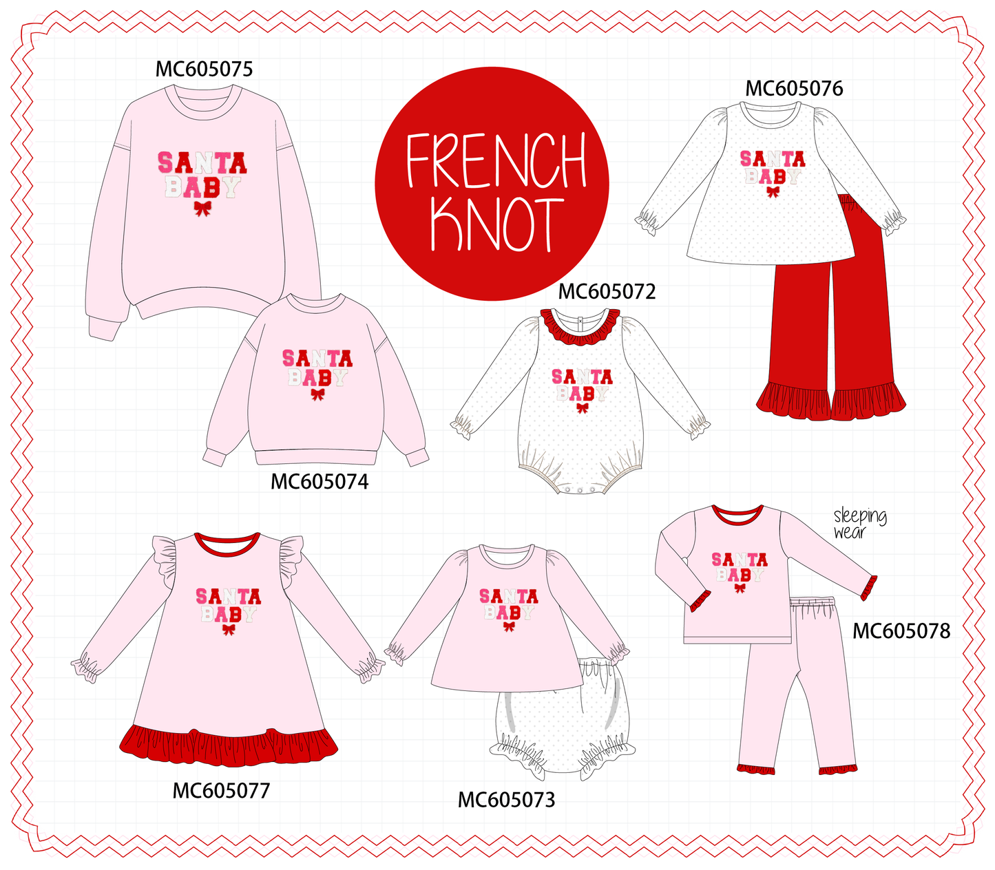 PO92 Pink Santa Baby french knot collection - closing 5/25 - ETA late October
