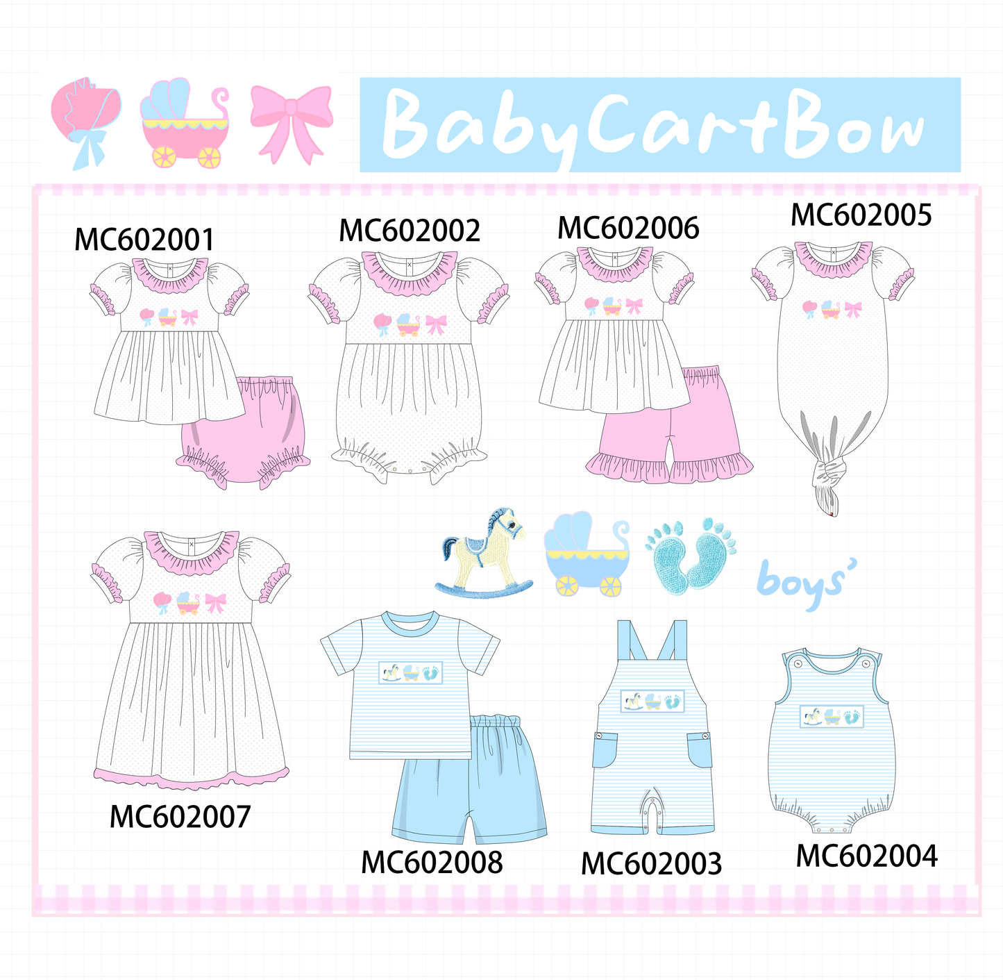 PO81 Pink baby cart bow collection - closing 2/16 - ETA July