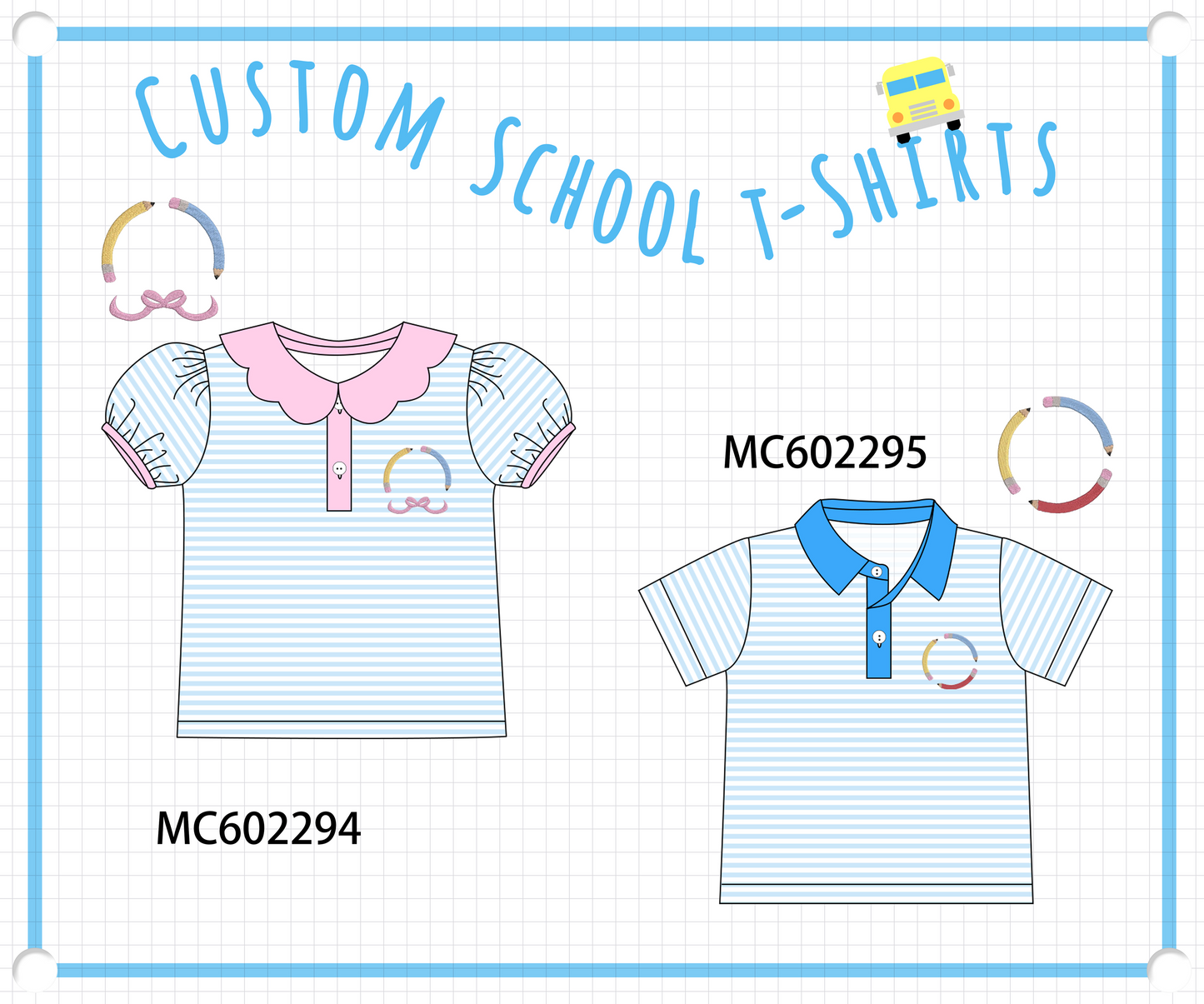 PO81 Pink&blue pencil embroidery stripe collection - closing 2/16 - ETA July