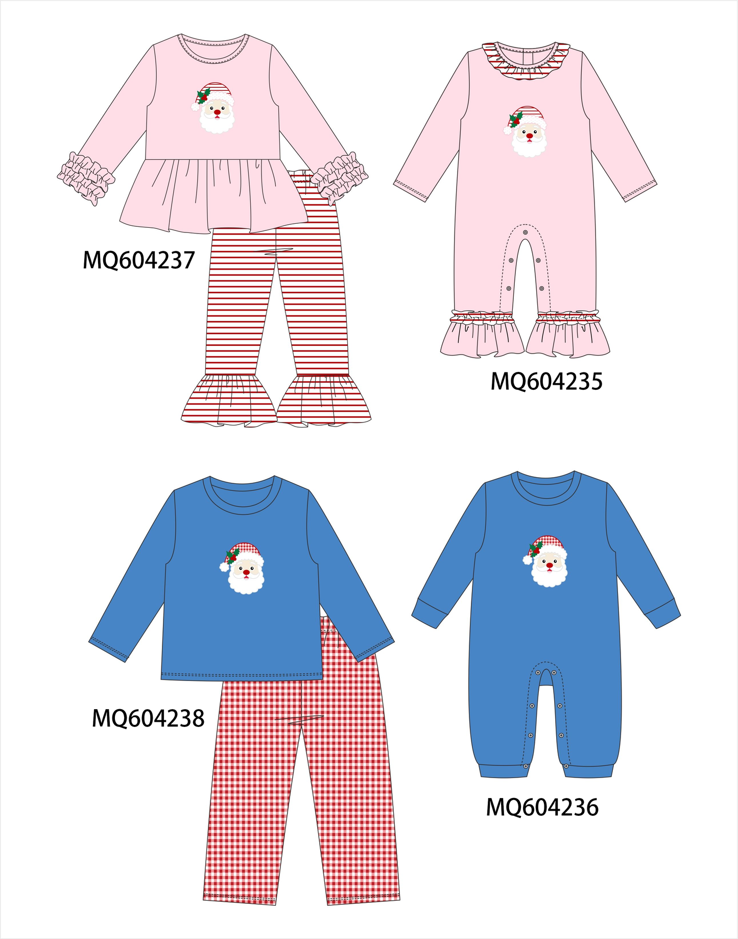 PO89 Pink&blue christmas santa claus applique collection - closing 5/4 - ETA late october