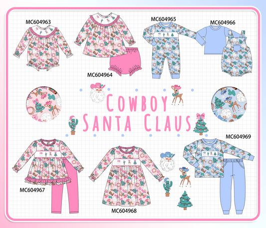 PO90 Pink&blue cowboy santa claus embroidery ruffle collection - closing 5/11 - ETA early October