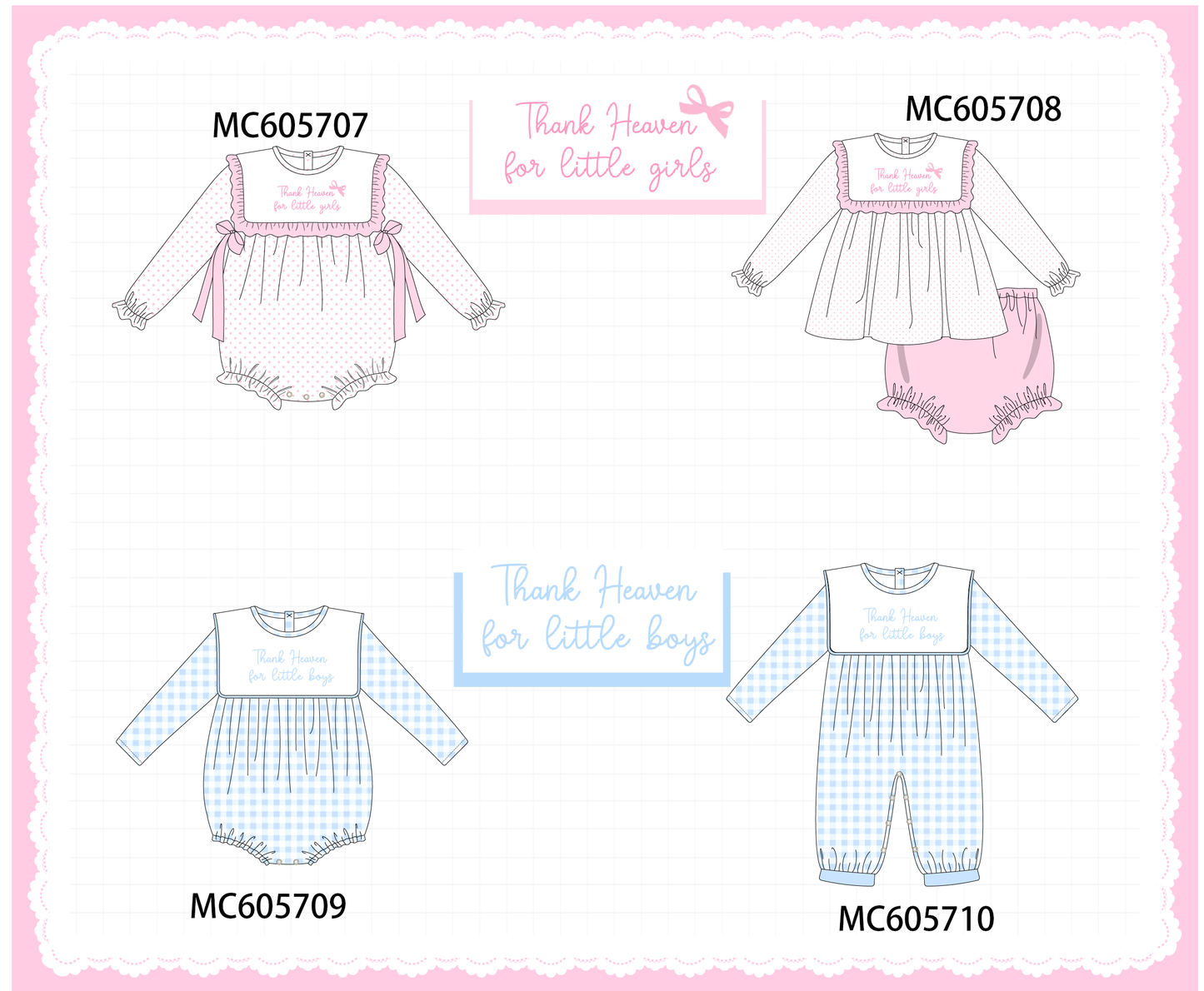 PO93 Pink&blue embroidery dot gingham collection  - closing 6/8 - ETA November