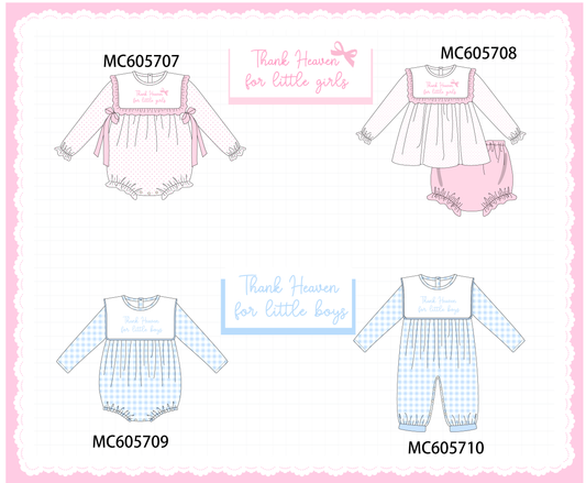 PO93 Pink&blue embroidery dot gingham collection  - closing 6/8 - ETA November