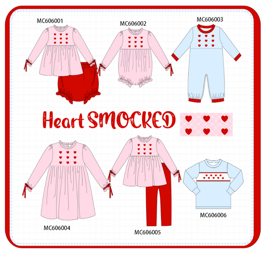 PO95 Pink&blue heart smocked collection - closing 6/22 - ETA late November