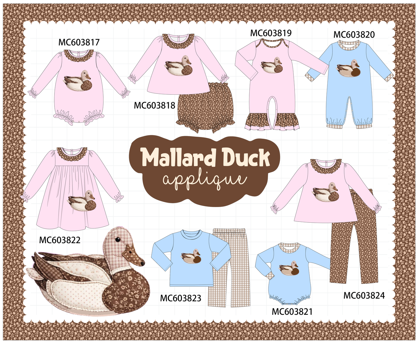 PO85 Pink&blue mallard duck applique collection - ETA late august - closing 3/30