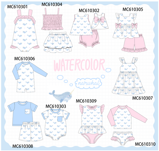 PO108 Pink&blue narwhale print collection - closing 10/26 - ETA march