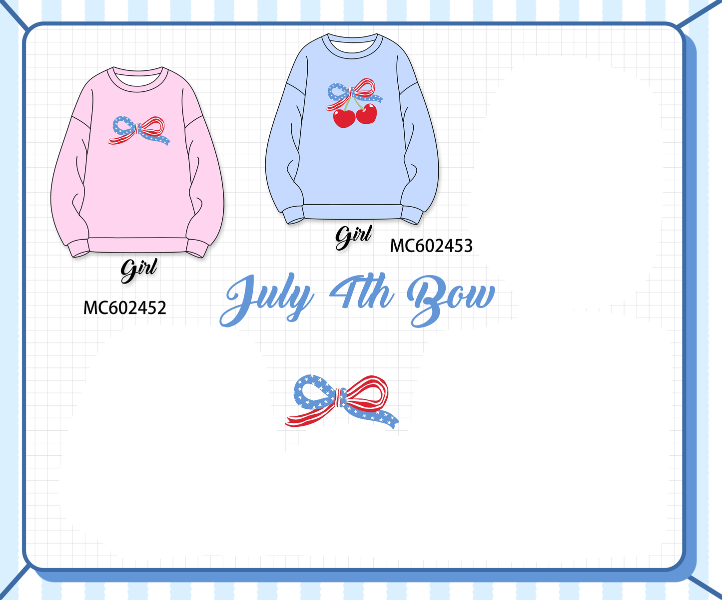 PO82 Pink&blue patriotic bow embroidery collection - closing 3/2 - ETA July