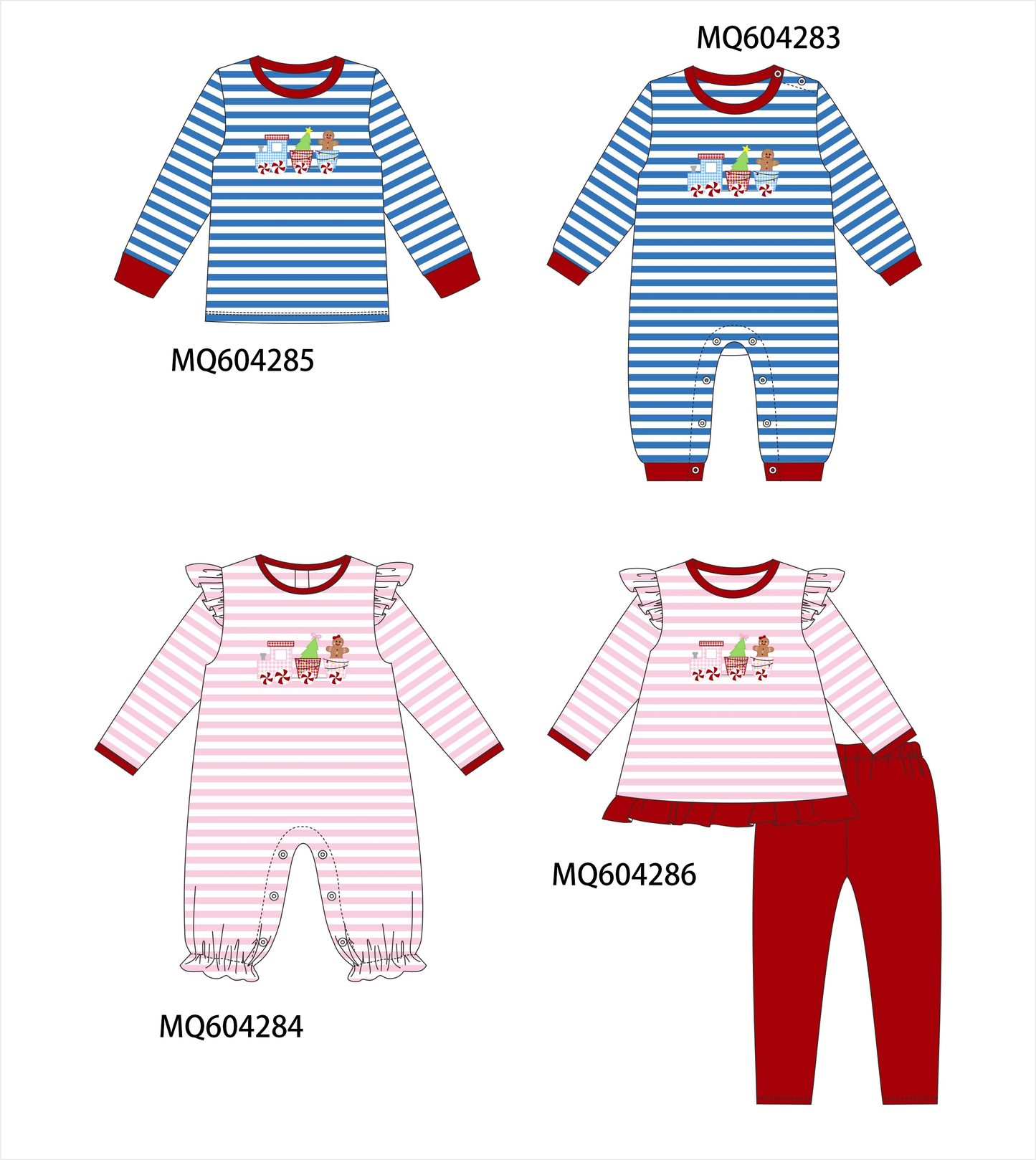PO89 Pink&blue stripe train christmas tree gingerbread embroidery collection - closing 5/4 - ETA late october
