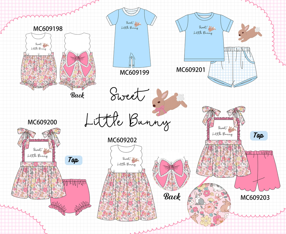 PO104 Pink&blue sweet little bunny embroidery floral collection