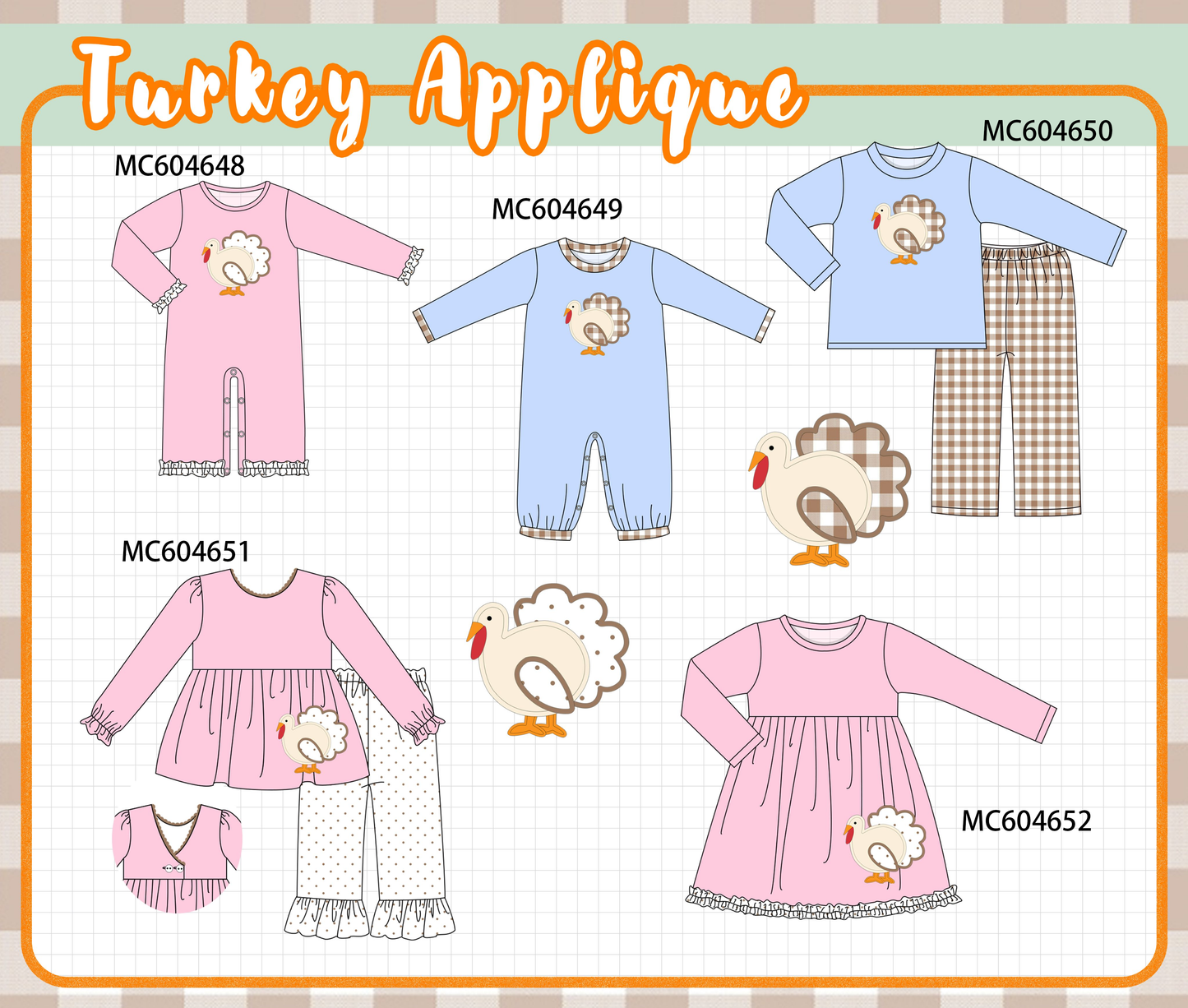 PO88 Pink&blue thanksgiving turkey applique collection - closing 4/27 - eta late September