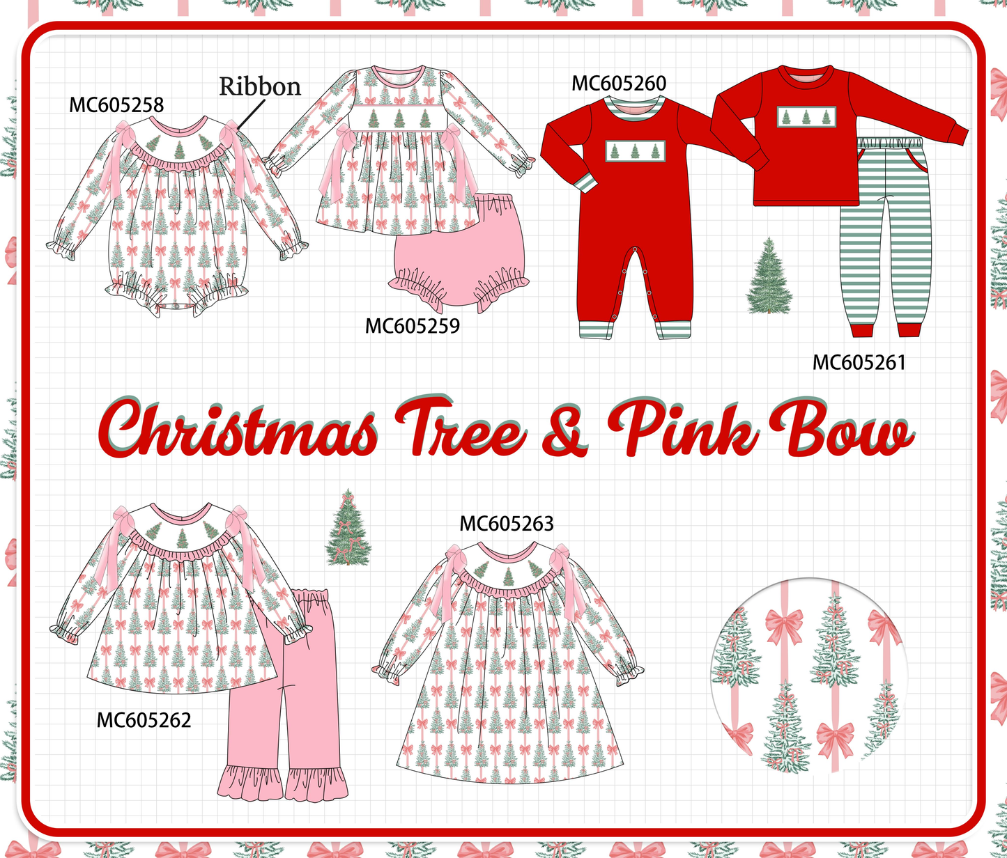 PO92 Pink christmas tree embroidery collection - closing 5/25 - ETA late October