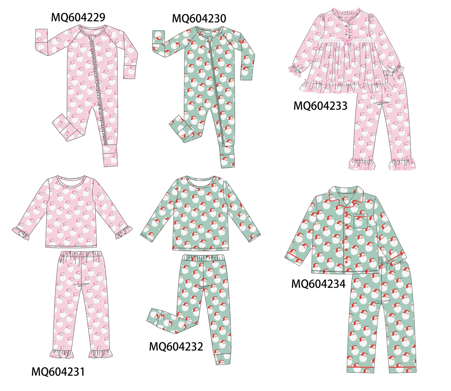 PO89 Pink&green christmas santa claus print bamboo collection - closing 5/4 - ETA late october