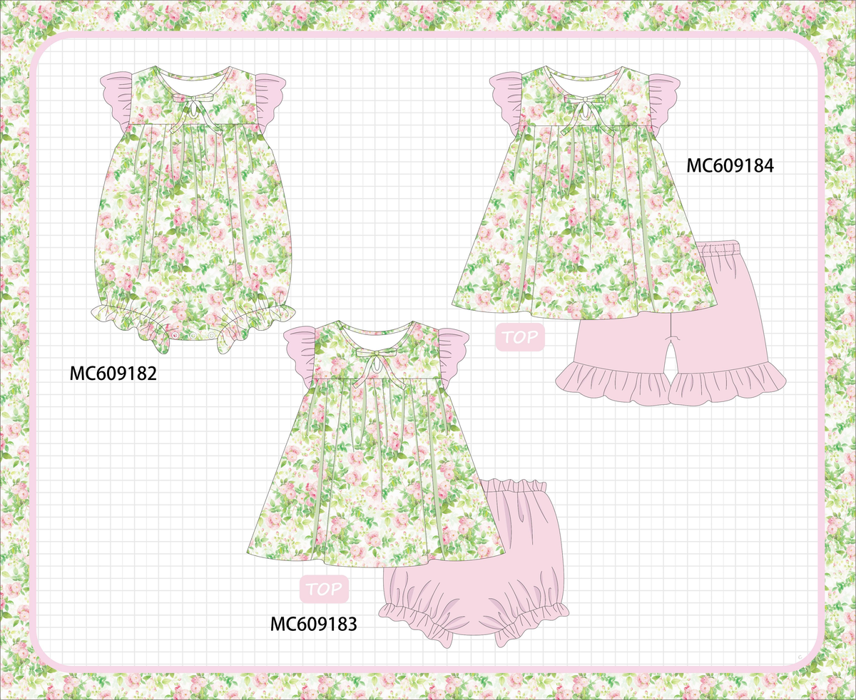 PO104 Pink&green floral ruffle collection  - closing 9/14 - ETA February