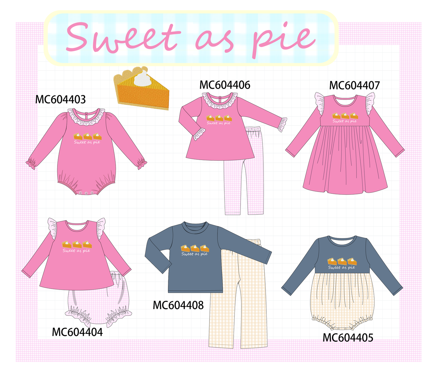 PO88 Pink&navy sweet as pie embroidery collection - closing 4/27 - eta late September
